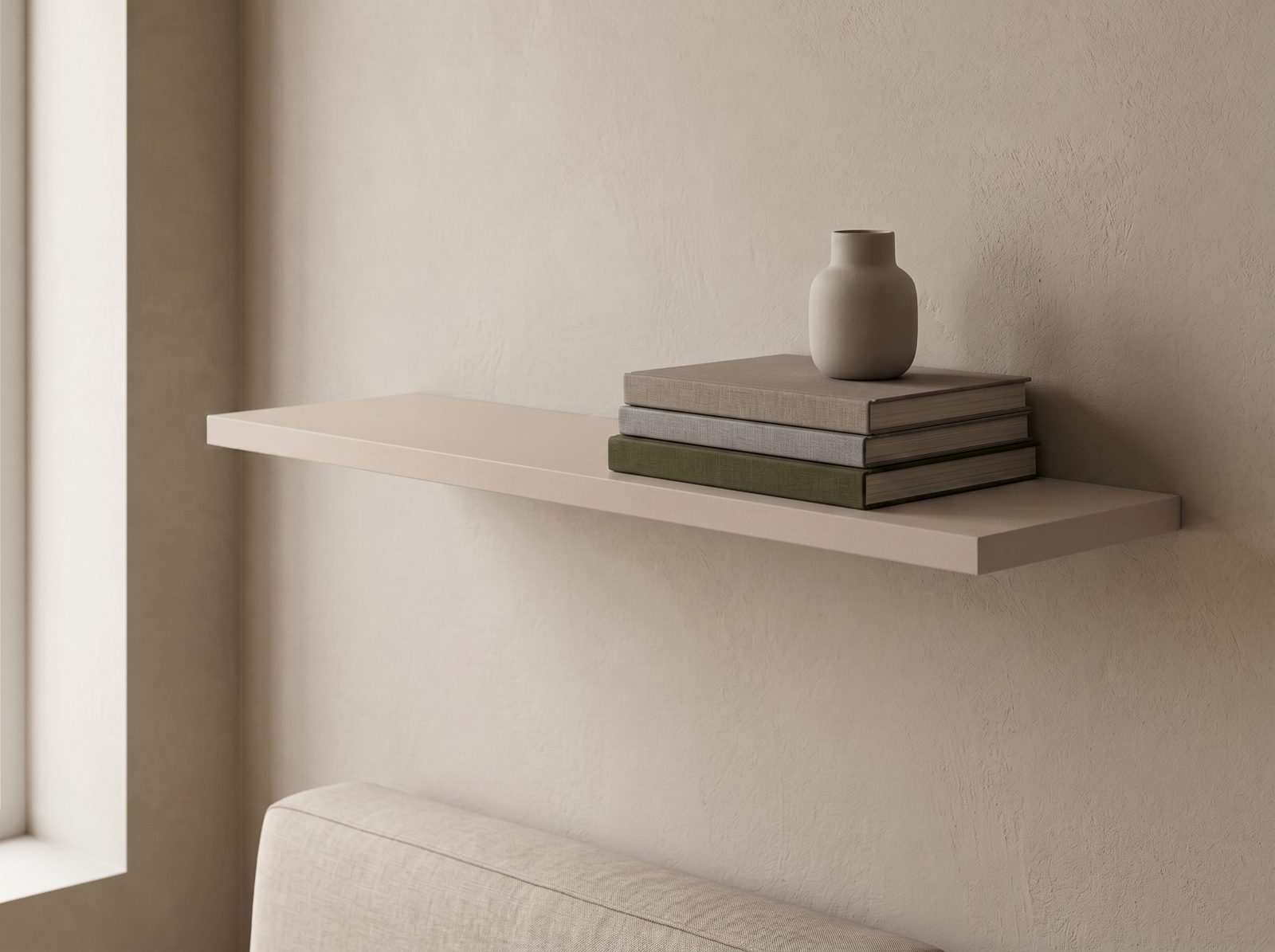 Wandplank in Cashmere Stone — 120 × 30 cm, 18 mm