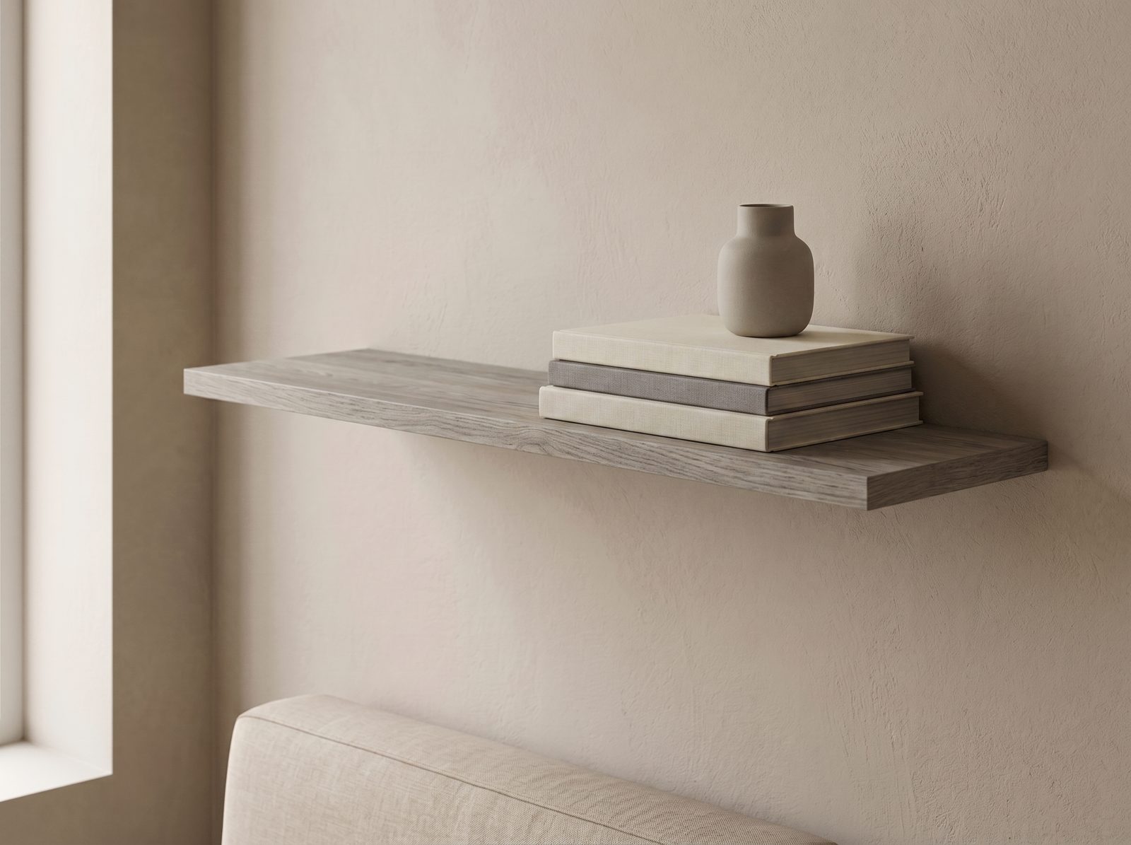 Wandplank in Driftwood Oak — 120 × 30 cm, 18 mm