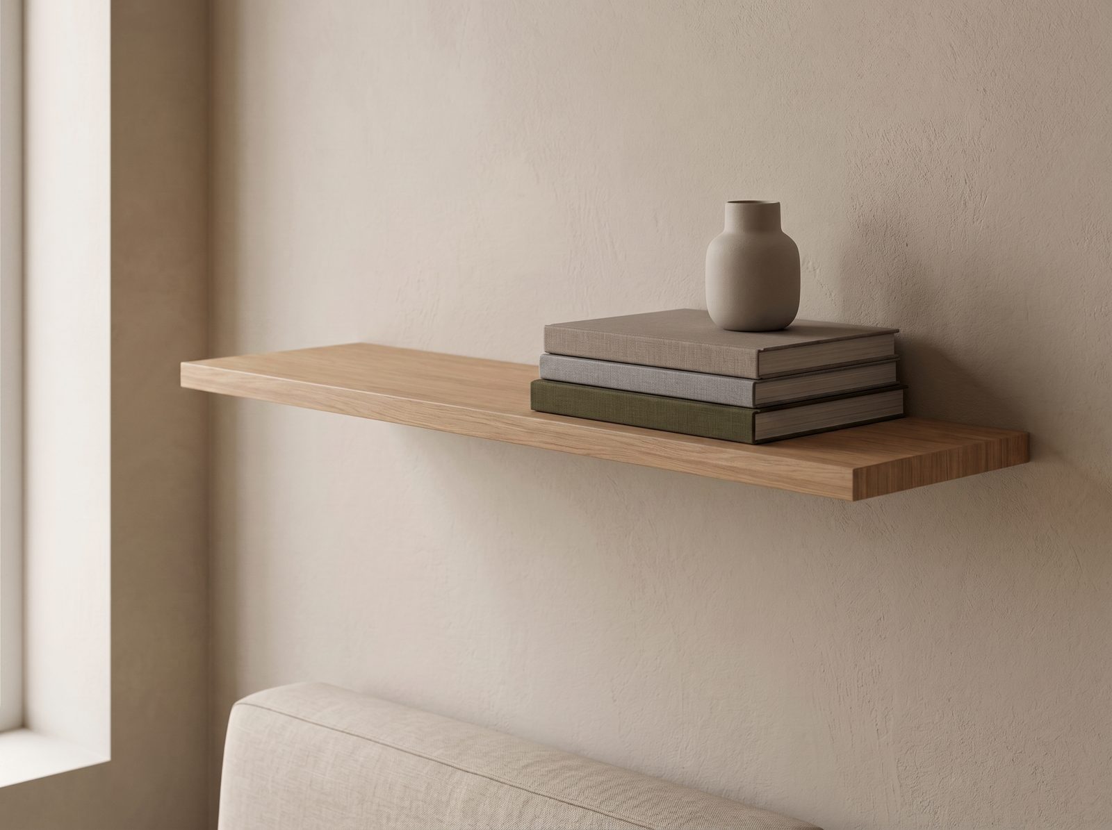Wandplank in Linen Oak — 120 × 30 cm, 18 mm