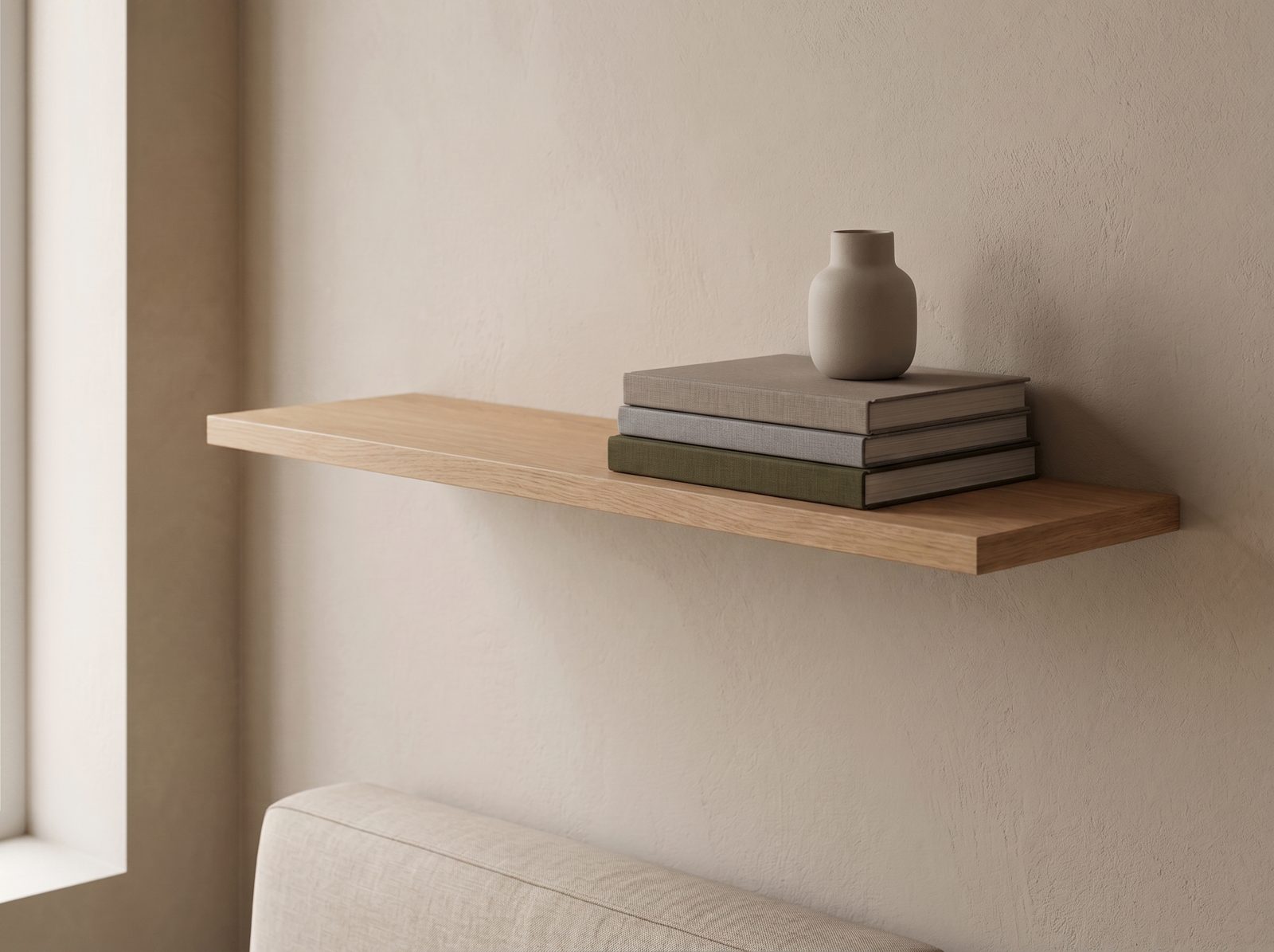 Wandplank in Porcelain Oak — 120 × 30 cm, 18 mm