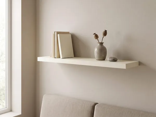 Zwevende wandplank in Chalk White — 120 × 30 cm, 28 mm, blind gemonteerd