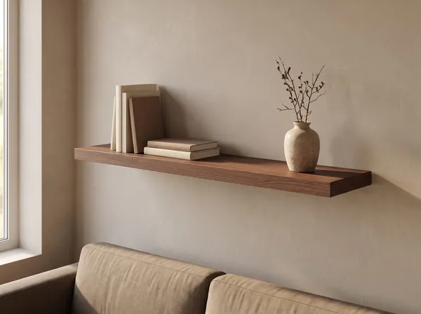 Zwevende wandplank in Cocoa Oak — 120 × 30 cm, 28 mm, blind gemonteerd
